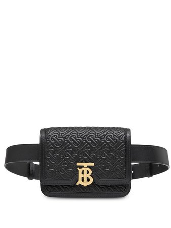 Black Burberry Belted Quilted Monogram Lambskin TB Bag - Farfetch