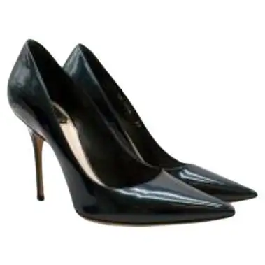 Dior Deep Blue Patent Leather Heeled Pumps