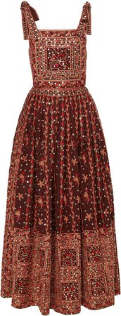 Nasya Embroidered Linen-Cotton Blend Maxi Dress