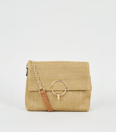 Stone Straw Effect Shoulder Bag | New Look