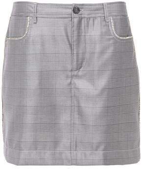 Paloma Crystal-embellished Prince Of Wales Checked Silk And Wool-blend Mini Skirt