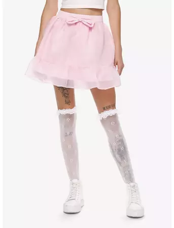 Sweet Society Pink Organza Bow Mini Skirt Plus Size | Hot Topic