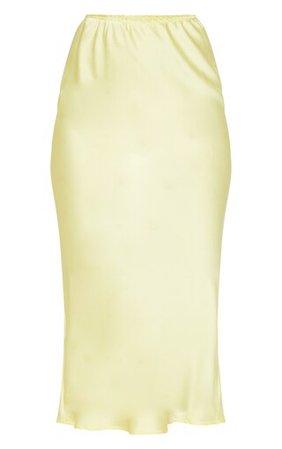 Pale Yellow Satin Midi Skirt | Skirts | PrettyLittleThing