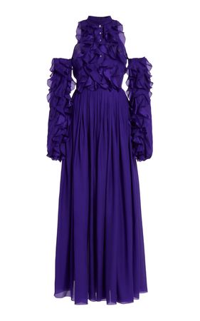 Ruffled Silk Charmeuse Maxi Dress By Giambattista Valli | Moda Operandi