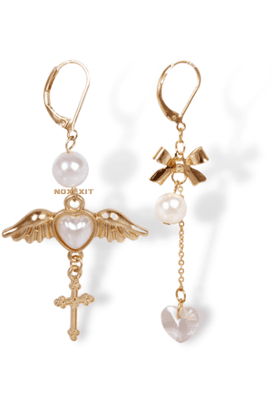 Lolita Angel Wings Cross Heart Angelcore Crystals Earrings【ロリータ 天使の羽】ANGELCORE 𝐦𝐢𝐬𝐦𝐚𝐭𝐜𝐡 – noxexit
