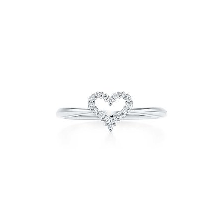Heart ring in platinum with diamonds, extra mini. | Tiffany & Co.