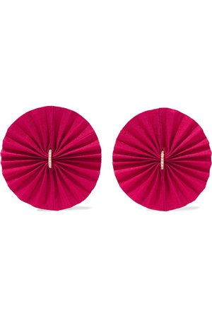 Katerina Makriyianni | Round Red gold-tone, silk and crystal earrings | NET-A-PORTER.COM