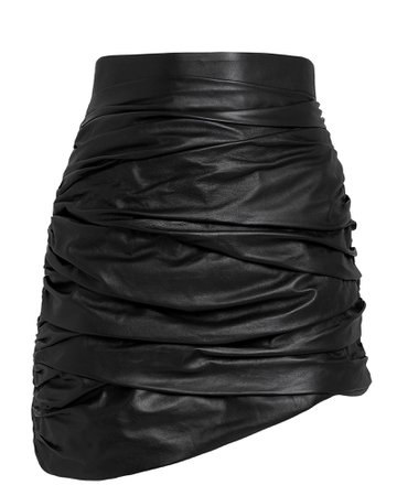 ruched leather skirt