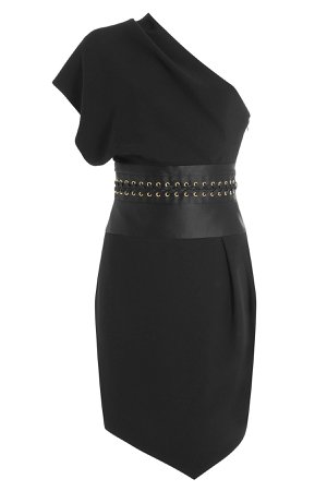 Asymmetric Dress with Leather Gr. FR 40