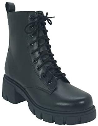 Amazon.com | Soda Tundra ~ Women Lug Sole Lace up Fashion Combat Ankle Boot w/Side Zipper (Cherry Red, Numeric_7) | Shoes