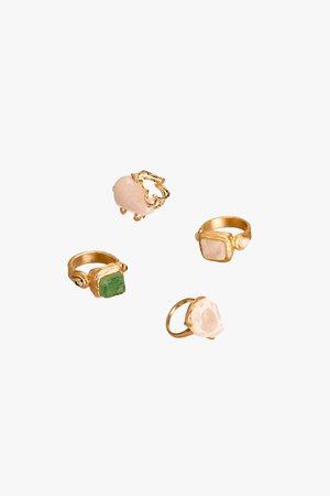 LIMITED EDITION PACK OF STONE RINGS | ZARA United States gold