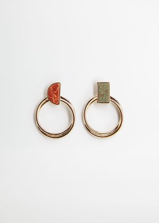 Stone hoop earrings - Women | Mango USA gold