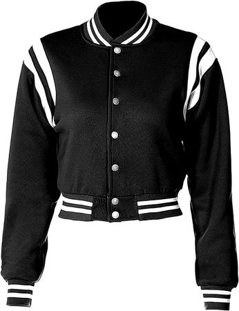 Amazon.com: NICNZQI Women's Baseball Jacket Crop Coat Varsity Style Lightweight Sportswear School Uniform with Snap Button for Girls : Clothing, Shoes & Jewelry