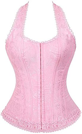 Blidece Women's Sexy Boned Overbust Lace up Corsets and Strap Bustiers Top Beige S at Amazon Women’s Clothing store
