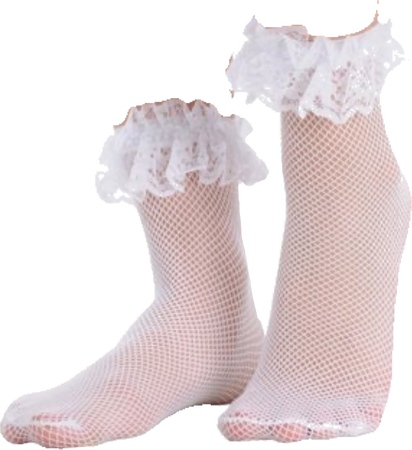 white fish net ruffle socks