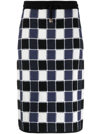 BOSS check-pattern virgin-wool Pencil Skirt - Farfetch