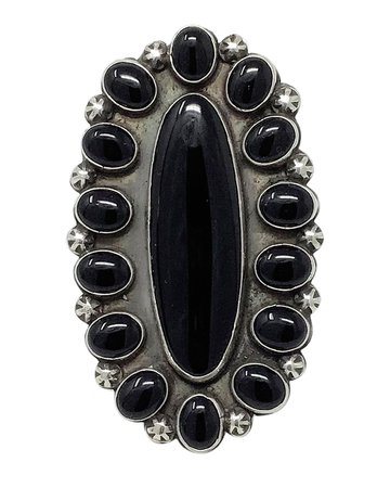 Joelias Draper Navajo Handmade Black Onyx Cluster Ring