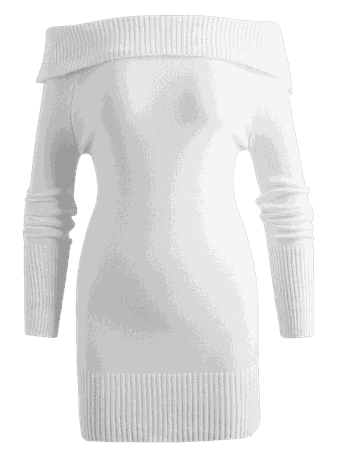 Off Shoulder Overlay Sweater Dress MILK WHITE: Sweater Dresses ONE SIZE | ZAFUL