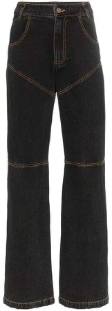 contrast stitch bootcut jeans