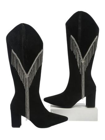 SHEIN Fringe Western Boots