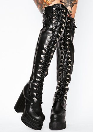 Lamoda Nice For What Lace Up Vegan Leather PU Platform Boots | Dolls Kill