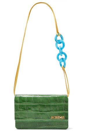 Jacquemus | Le Riviera glossed croc-effect leather shoulder bag | NET-A-PORTER.COM