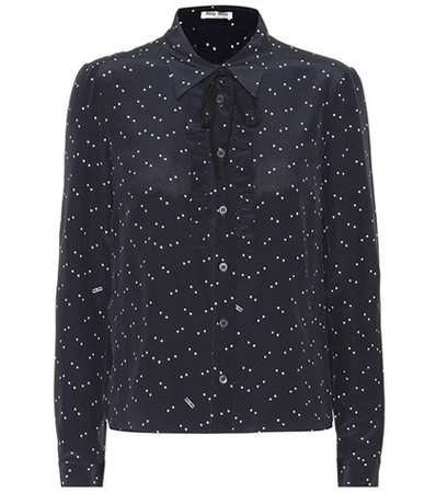 Star-printed silk blouse