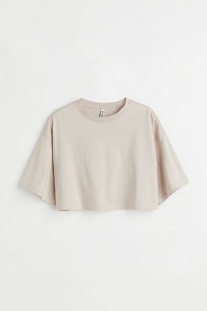 Crop T-shirt - Light taupe - Ladies | H&M US