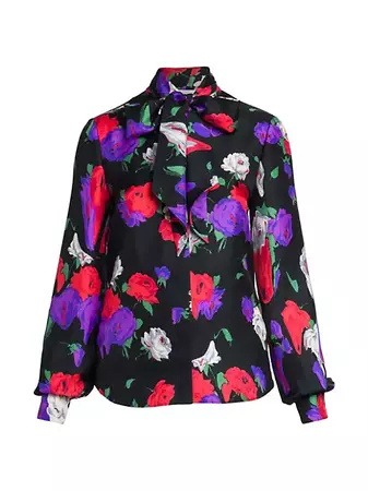 Shop Moschino Floral Tie-Neck Blouse | Saks Fifth Avenue