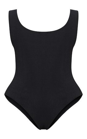 Plus Black Slinky Square Neck Thong Bodysuit | PrettyLittleThing USA
