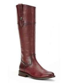 Burgundy Jayden Button Tall Leather Boot - Women