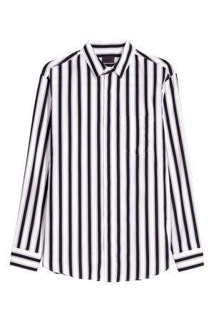 Рубашка из хлопкового поплина - Белый/Полоска - | H&M RU