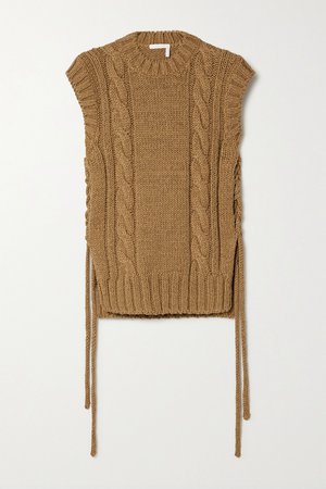 Brown Lace-up cable-knit tank | Chloé | NET-A-PORTER