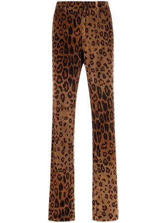 Shop ETRO Animal-Print Velvet trousers with Express Delivery - FARFETCH