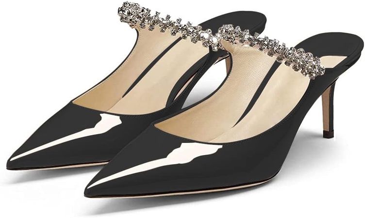 Amazon.com: Jimishow Mule Heels Mules for Woman Rhinestone Mule Sandals Strappy Pointy Closed Toe 2.5” Pumps Bridal Dress Shoes Evening Stilettos Slide-on Size 5-13 US : Clothing, Shoes & Jewelry