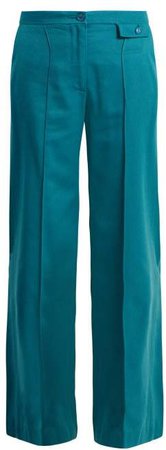 City Twill Trousers - Womens - Blue