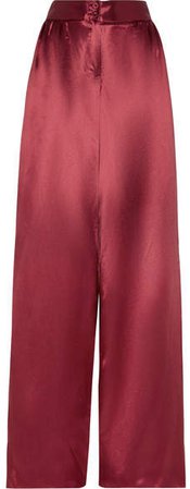 Satin Wide-leg Pants - Crimson