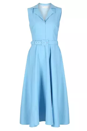 "Helen" Blue Fit & Flare Swing Dress – Zoe Vine