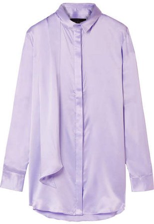 Michael Lo Sordo - Oversized Pussy-bow Silk-satin Shirt - Lilac
