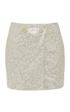 Mach & Mach Glitter Skirt With Pearl Buttons