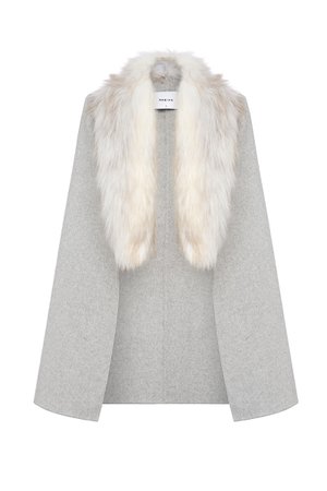 Grey Fur Trim Cape | Jackets & Coats | SHEIKE Shop Online