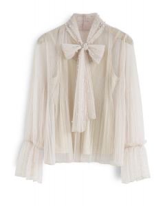 CHICWISH | White pearl lace Blouse