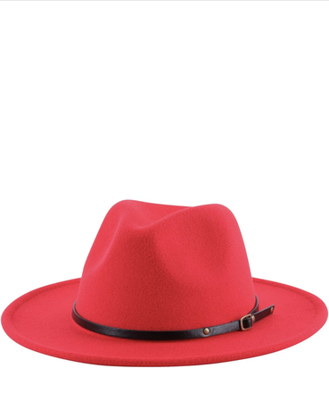boys red fedora hat