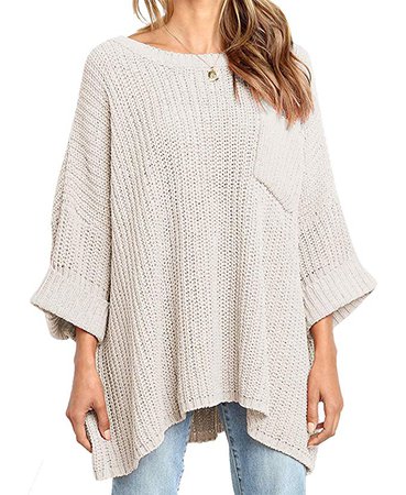 Amazon.com: KIRUNDO Women’s Winter Long Knitted Sweater Dress Off Shoulder 3/4 Sleeves Oversized Loose Solid Color Pullover: KIRUNDO