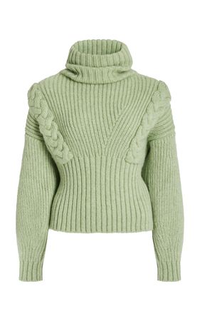 Alejandra Alonso Rojas Cable-knit Cashmere Turtleneck Sweater In Green | ModeSens