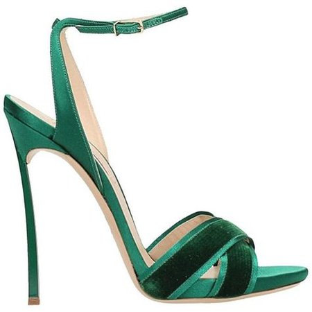 Green Suede Ankle Strap Sandal Heels