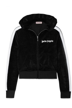 Palm Angels | Cropped striped chenille hoodie | NET-A-PORTER.COM