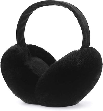 LCXSHYE Winter Ear muffs Faux Fur Warm Earmuffs Cute Foldable Outdoor Ear Warmers For Women Girls (Black) at Amazon Women’s Clothing store