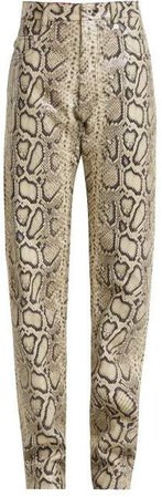 Kwaidan Editions - Python Print Leather Trousers - Womens - Python