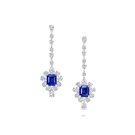 Graff, Sapphire and Diamond Earrings ROYAL BLUE SAPPHIRES 10.16 CTS